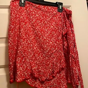 Red Flower Tie Skirt